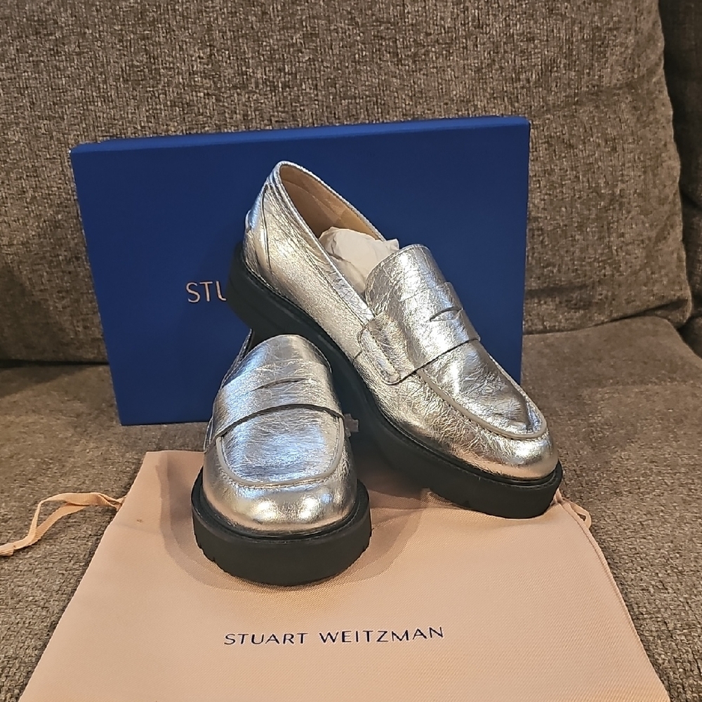 Stuart Weitzman Metallic Silver Loafer (CHIC!) MY FAVE